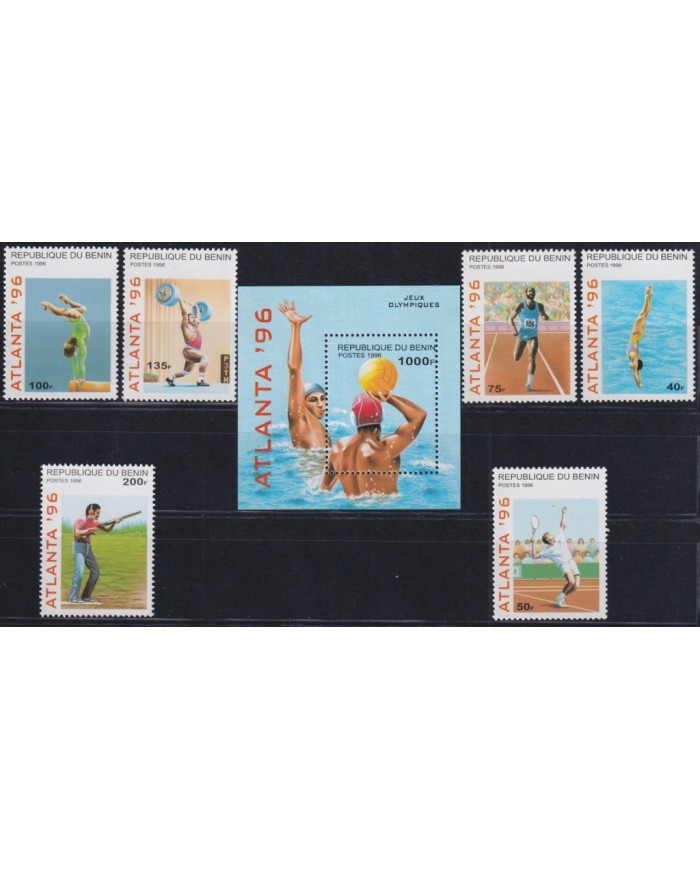 F-EX28193 BENIN MNH 1996 OLYMPIC GAMES ATLANTA ATHLETISM WATER POLO TENNIS SHUTTING.
