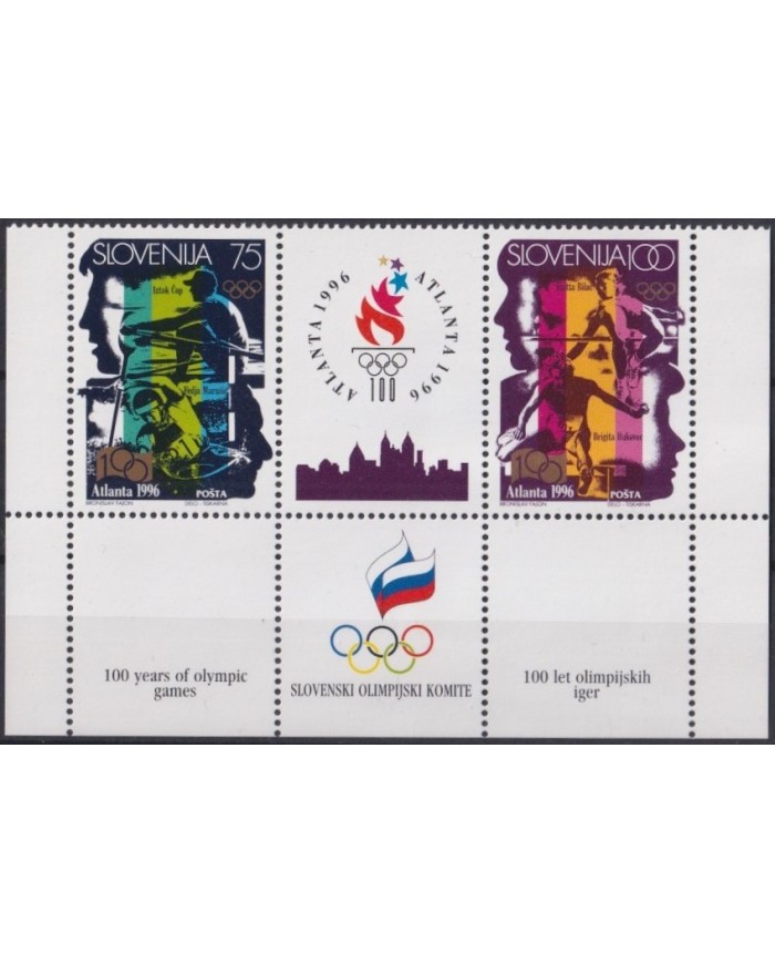 F-EX28209 SLOVENIA SLOVENIJA MNH 1996 OLYMPIC GAMES CENT COI ATHLETISM GIMNASTICS.