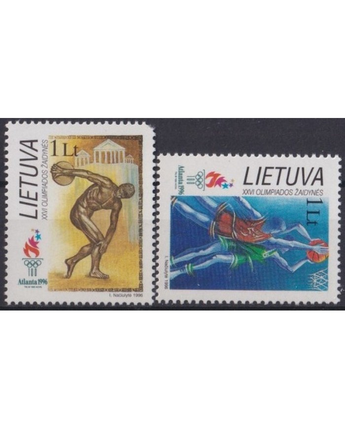 F-EX28236 LIETUVA LITUANIA MNH 1996 OLYMPIC GAMES CENT COI BASKET ARCHEOLOGY.
