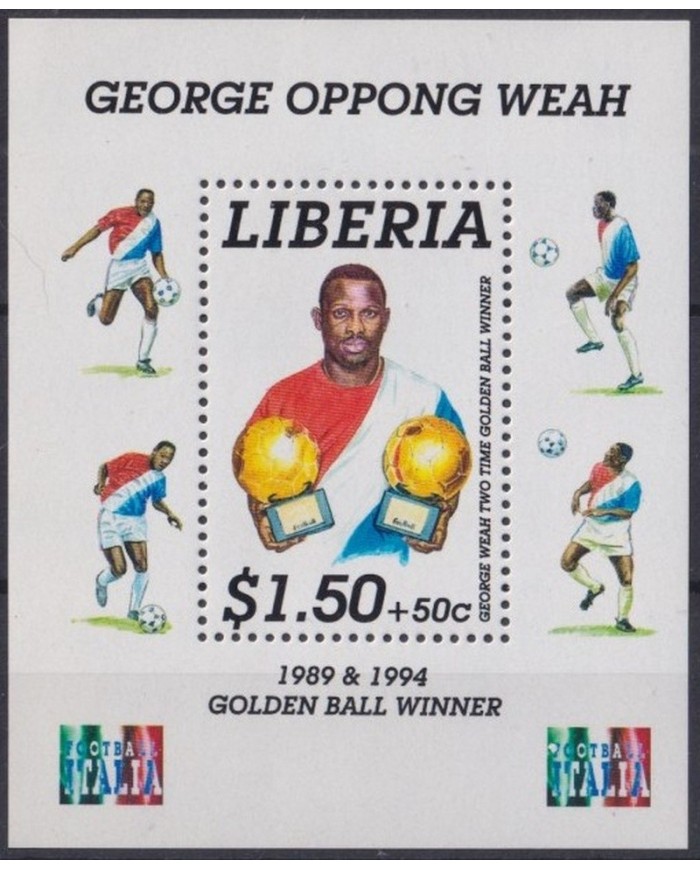 F-EX28238 LIBERIA MNH 1996 LOCAL GOLDEN BALL WINNER SOCCER CUP FUTBOLL FUTBOL.