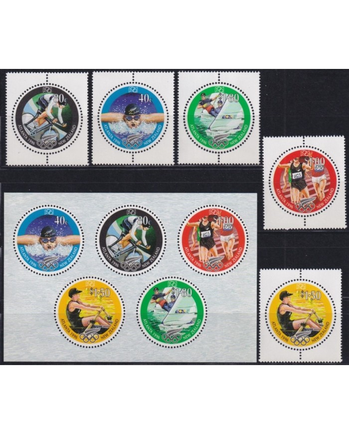 F-EX28258 NEW ZEALAND MNH 1996 OLYMPIC GAMES ATLANTA ATHLETISM GIMNASTICS CICLING SOCCER.