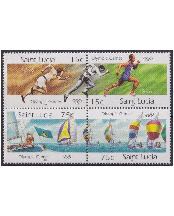 F-EX28279 SEYCHELLES MNH 1996 OLYMPIC GAMES CENT COI ATHLETISM GIMNASTICS BOXING SWIMING.