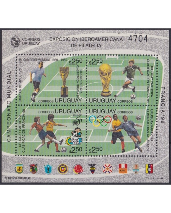 F-EX28299 URUGUAY MNH 1998 PERFORATED SOCCER WORLD CUP FUTBOLL FUTBOL.