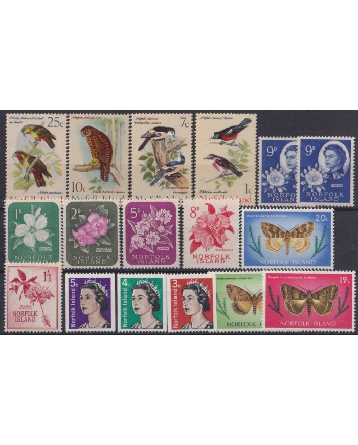 F-EX28385 NORFOLK IS MNH FAUNA BIRD AVES PAJAROS BUTTERFLIES MARIPOSAS FLOWER.