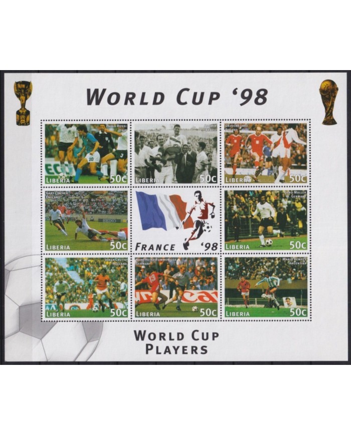 F-EX29137 LIBERIA MNH WORLD CUP´98 FRANCE SPECIAL FORMAT SOCCER FOOTBALL.