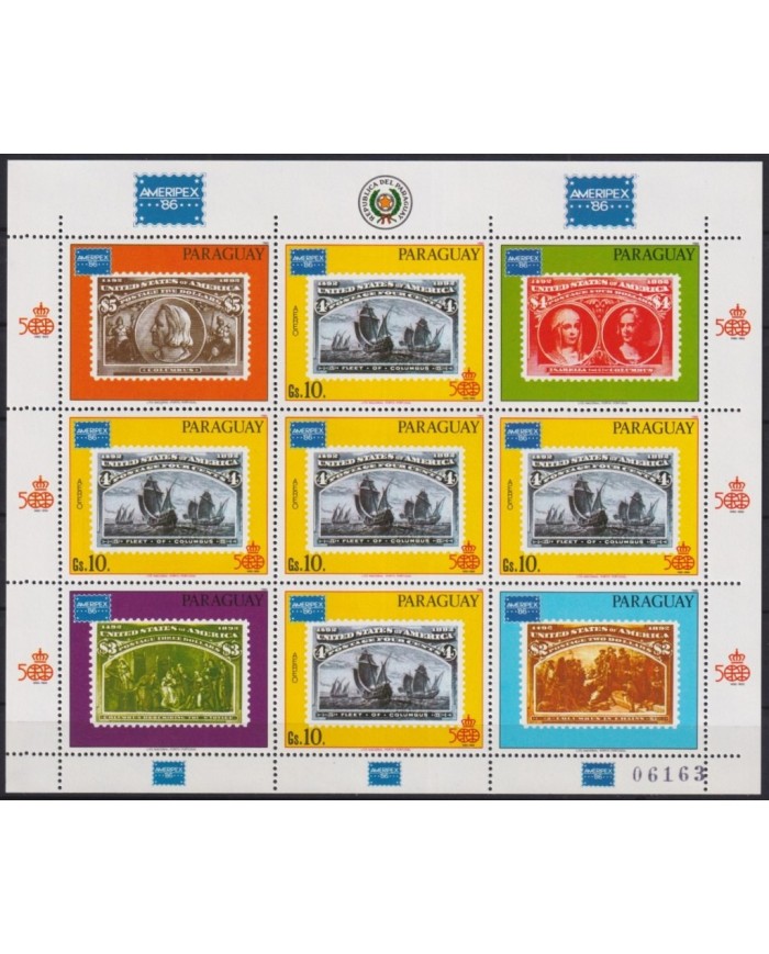 F-EX29141 PARAGUAY MNH 1986 DISCOVERY SHIP BARCOS COLUMBUS COLON AMERIPEX.