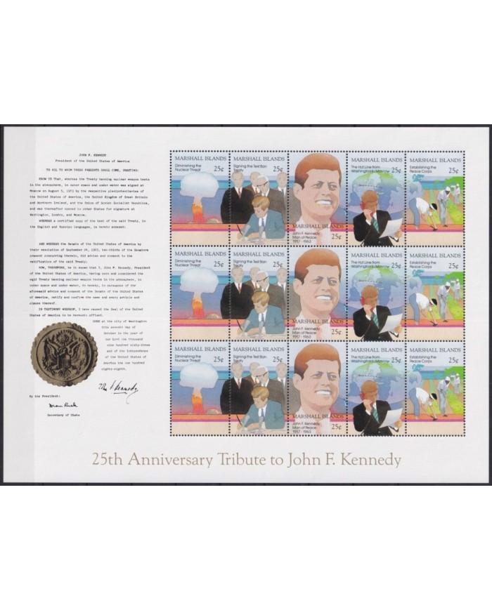 F-EX29145 MARSHALL IS MNH 1988 25 ANIV DEAD JOHN F. KENNEDY.