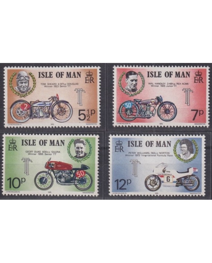 F-EX29294 ENGLAND UK MAN IS MNH 1975 MOTO MOTORCYCLE RACE WINNER.