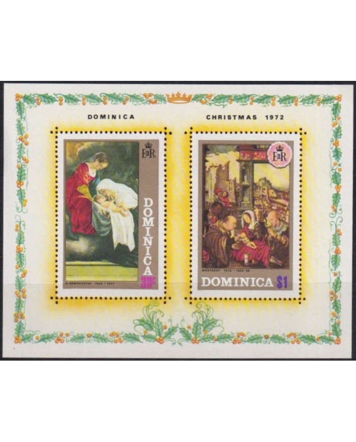 F-EX29624 DOMINICA MNH RELIGION 1972 CHRISTMAS NAVIDAD ART MARY MADONNA NATIVITY GENTILESCHI.