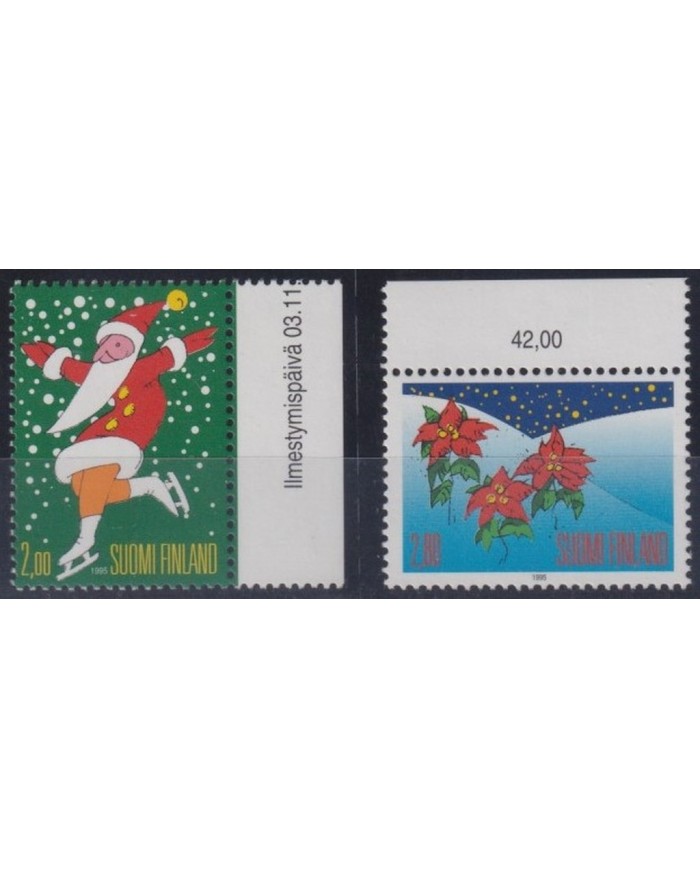 F-EX29664 FINLAND SOUMI MNH 1995 CHRISTMAS NAVIDAD ART NATIVITY SANTA CLAUS DRAWING.