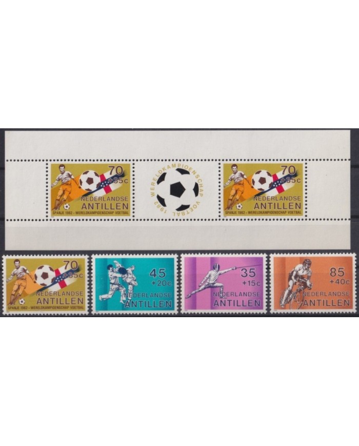 F-EX29684 NEDERLAND ANTILLES MNH 1982 SPAIN SOCCER FOOTBALL WORLD CHAMPIONSHIP.