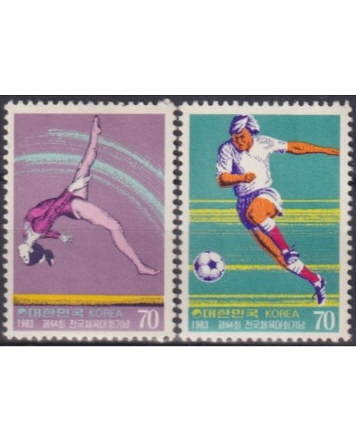 F-EX29728 KOREA MNH 1983 SOCCER FOOTBALL GIMNASTICS GIMNACIA.