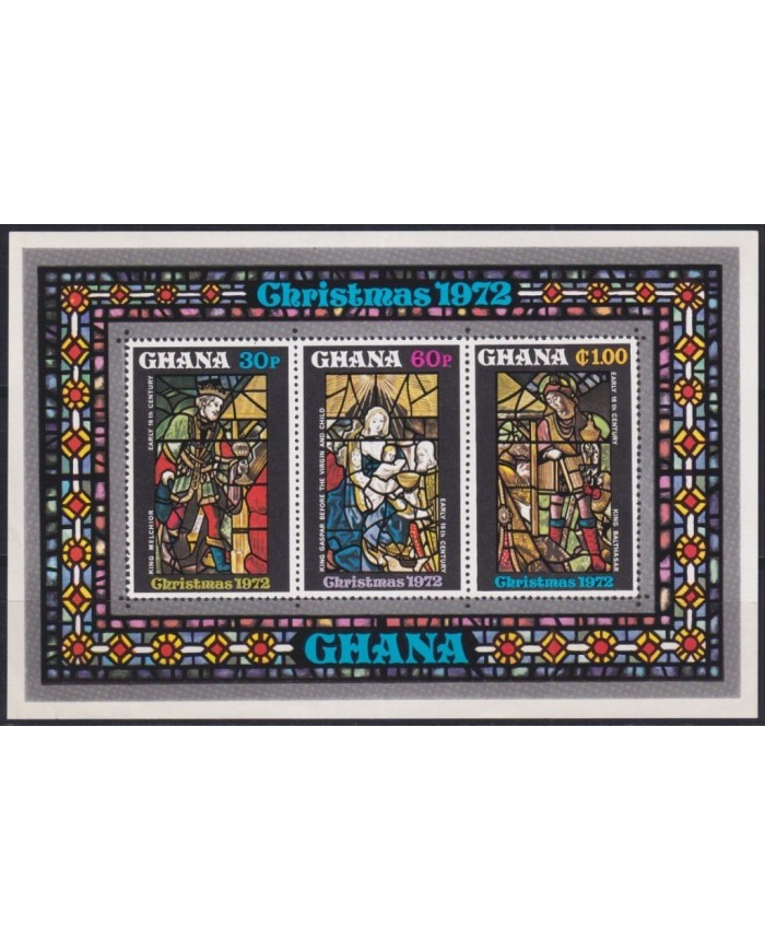 F-EX29840 GHANA MNH 1972 NAVIDAD CHRISTMAS ART STAINED GLASSES & GLASSES.