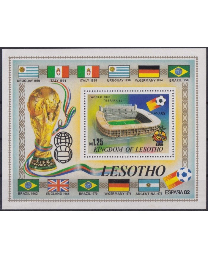 F-EX29878 LESOTHO MNH 1982 SPAIN SOCCER FOOTBALL WORLD CHAMPIONSHIP STADIUM.