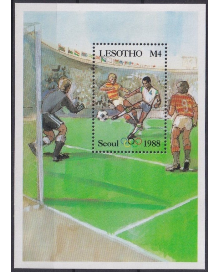 F-EX29880 LESOTHO MNH 1988 KOREA SEOUL OLYMPIC GAMES SOCCER FOOTBALL.