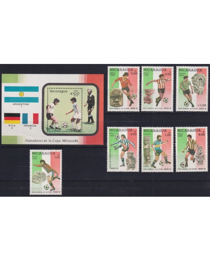 F-EX29912 NICARAGUA MNH 1986 MEXICO SOCCER FOOTBALL WORLD CHAMPIONSHIP.