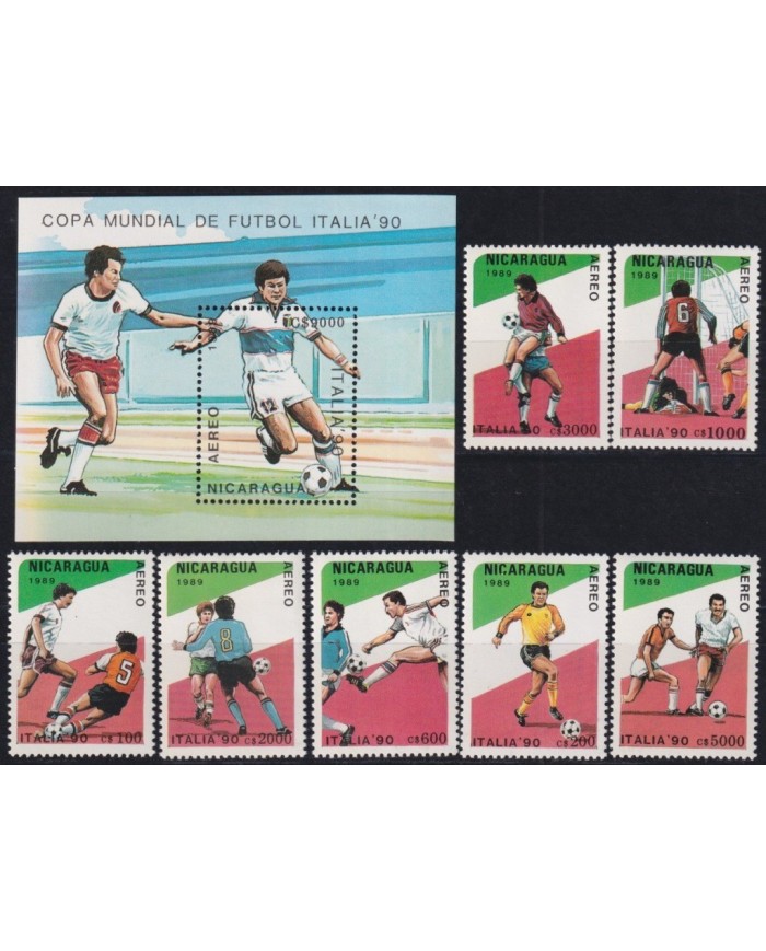 F-EX29913 NICARAGUA MNH 1989 ITALY SOCCER FOOTBALL WORLD CHAMPIONSHIP.