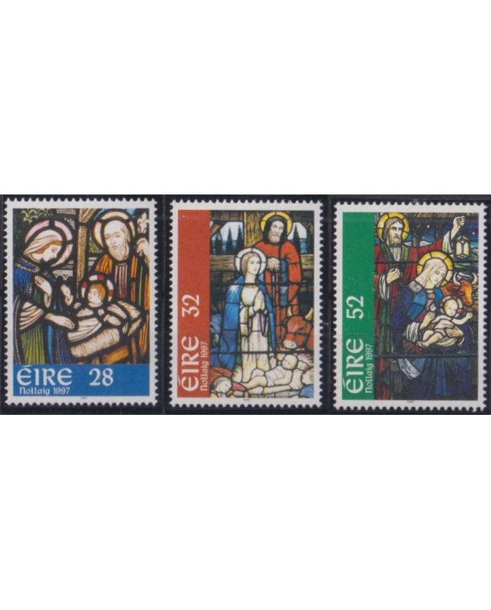 F-EX30019 IRELAND EIRE MNH 1997 NAVIDAD CHRISTMAS MADONA ART NOLLAIG STAINEG GLASSES.