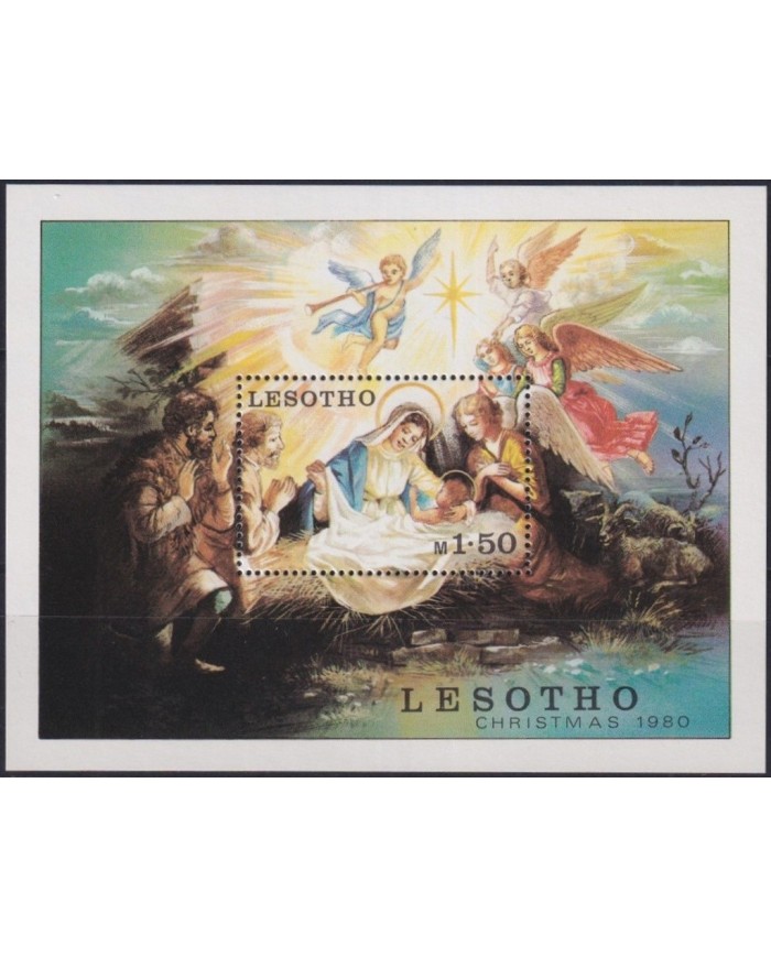 F-EX30028 LESOTHO MNH 1980 NAVIDAD CHRISTMAS NATIVITY MADONA DRAWING.