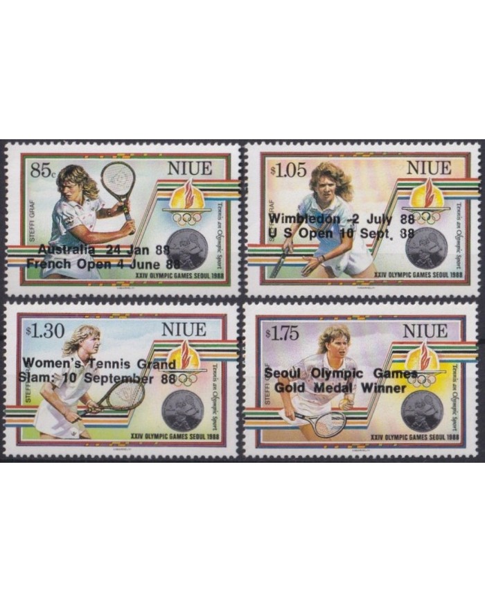 F-EX30203 NIUE MNH 1988 OLYMPIC GAMES WINNER KOREA TENNIS OPEN WIMBLEDON