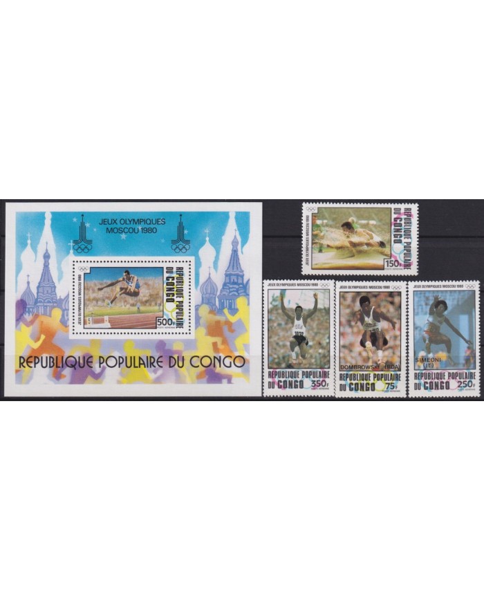 F-EX30217 CONGO MNH 1980 OLYMPIC GAMES RUSSIA ATHLETISM FIGHTING LUCHA.