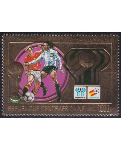 F-EX30254 CENTRAL AFRICA MNH GOLDEDN EMBOSSEDCUP SOCCER FOOTBALL SPAIN.