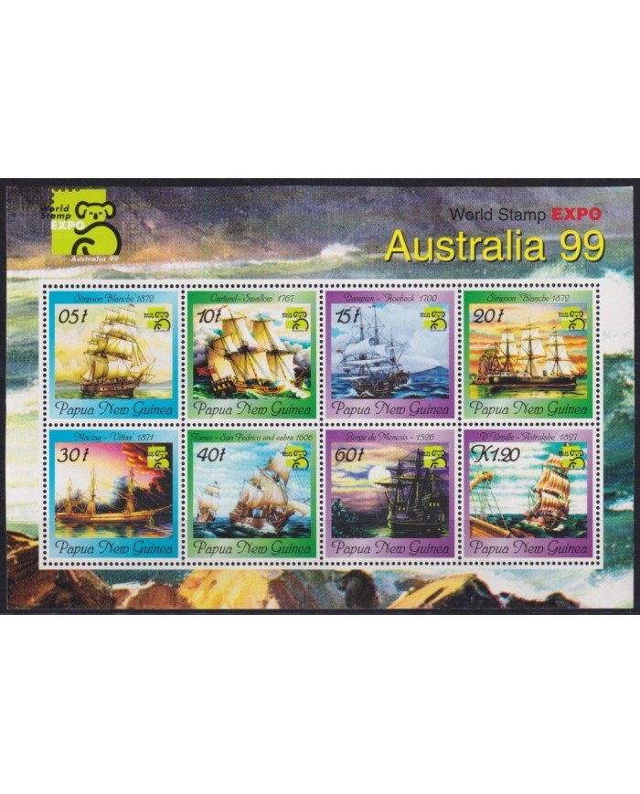 F-EX30339 PAPUA NEW GUINEA MNH 1999 HISTORIC SHIP BOAT BARCOS AUSTRALIA EXPO.