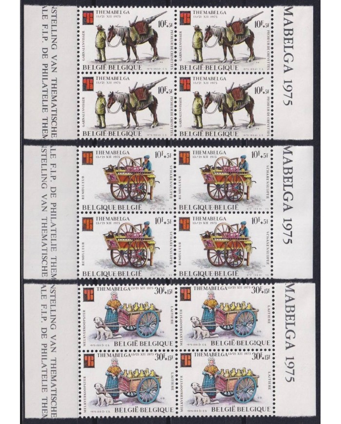 F-EX30407 BELGIUM BELGIQUE MNH 1975 THEMABELGA TRADITIONAL COSTUMES TRANSPORT.