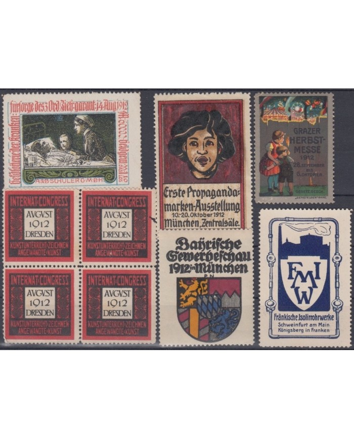 F-EX8844 ALEMANIA GERMANY DEUTSCHLAND CINDERELLA 1912 MH - NO GUM STAMP LOT.