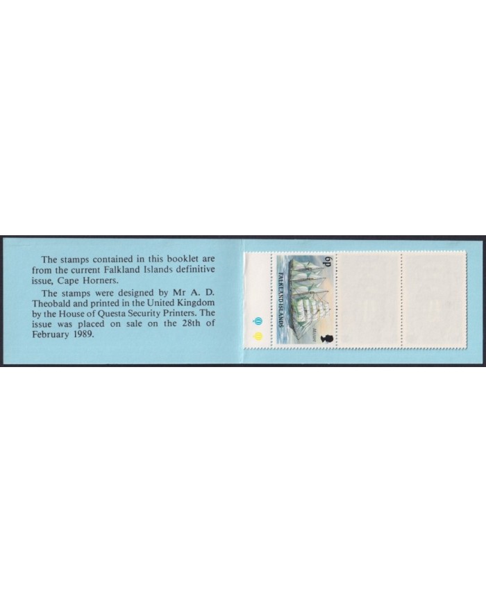 F-EX30454 FALKLAND IS MNH 1989 AIRMAIL RATE BOOKLED SHIP BARCOS BOAT.