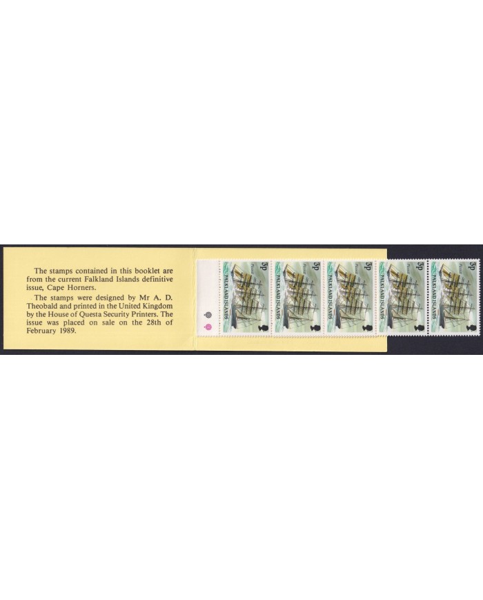 F-EX30455 FALKLAND IS MNH 1989 LOCAL RATE BOOKLED SHIP BARCOS BOAT.