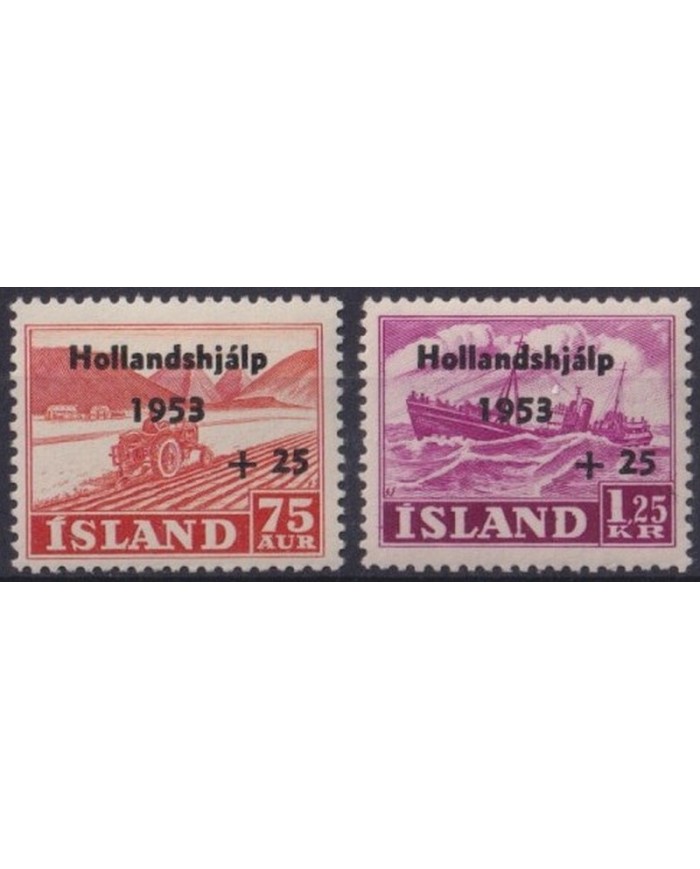 F-EX30504 ICELAND ISLANDIA MNH 1953 HUNGER SURCHARGE SHIP BARCOS.