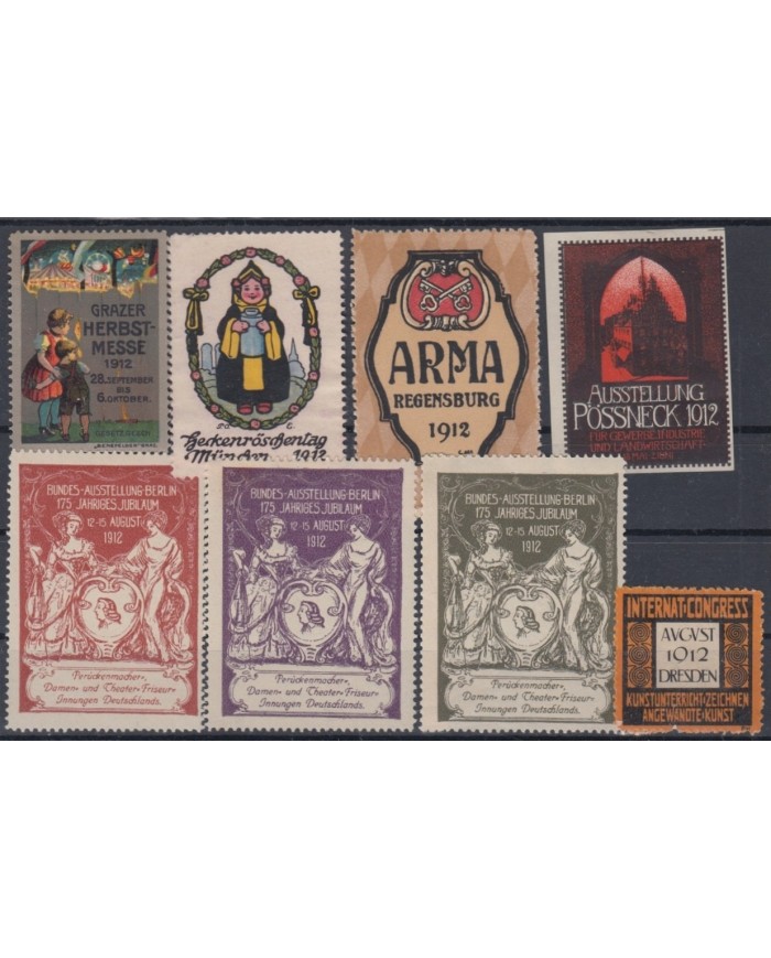 F-EX8853 ALEMANIA GERMANY DEUTSCHLAND CINDERELLA 1912 MH - NO GUM STAMP LOT.