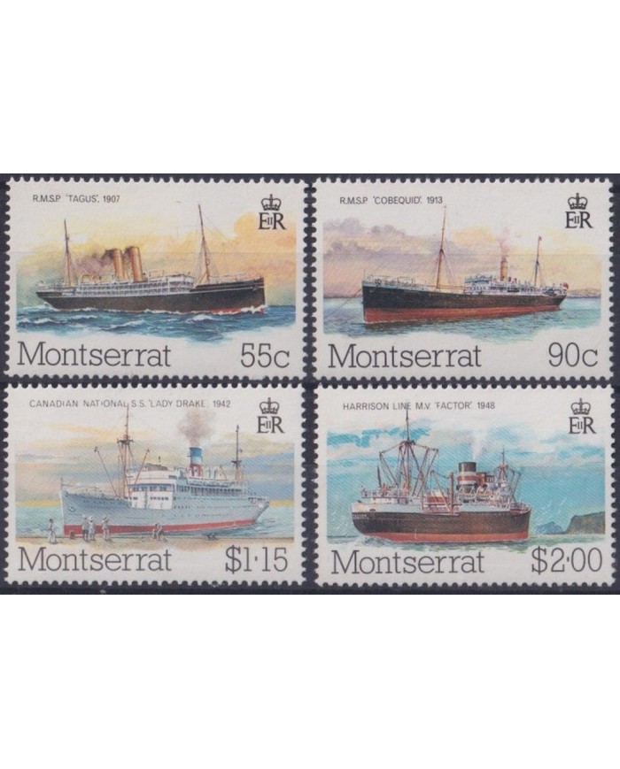 F-EX30538 MONTSERRAT IS MNH 1984 MARCHANT HISTORIC SHIP BARCOS COBEQUID TAGUS.