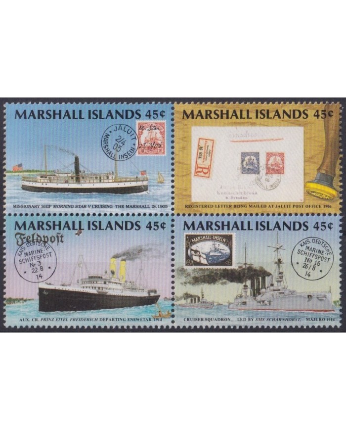 F-EX30545 MARSHALL IS MNH 1989 GERMANY POSTAL HISTORY SHIP BARCOS BATTLESHIP.