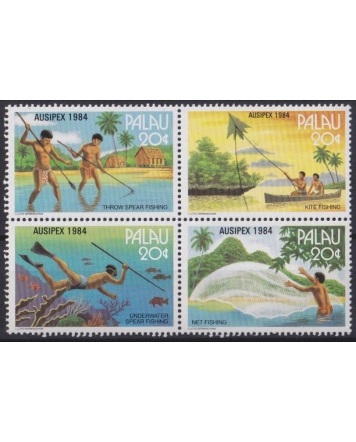 F-EX30731 PALAU MNH 1984 AUSIPEX FISHING CANOES SHIP BOAT BARCOS.
