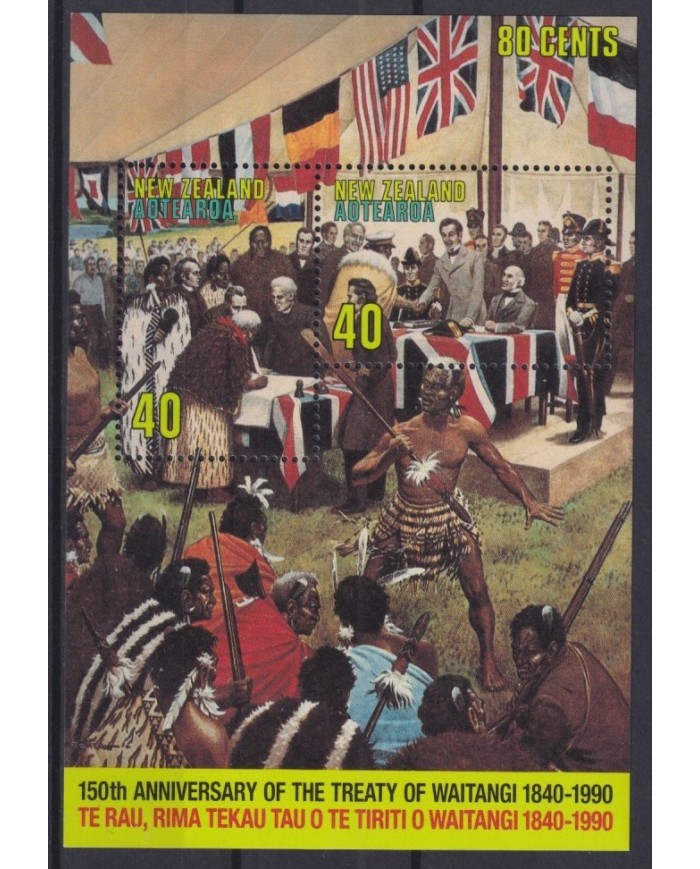 F-EX30638 NEW ZEALAND MNH 1990 150th ANIV TREATRY OF WAITANGI.