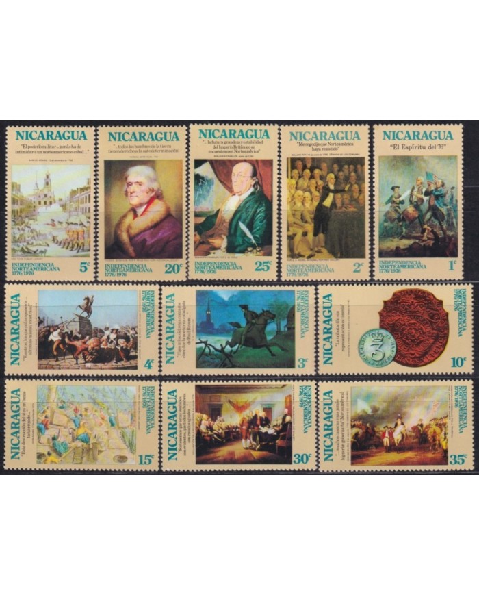 F-EX30662 NICARAGUA MNH 1976 US USA AMERICAN REVOLUTION CENTENARIAL