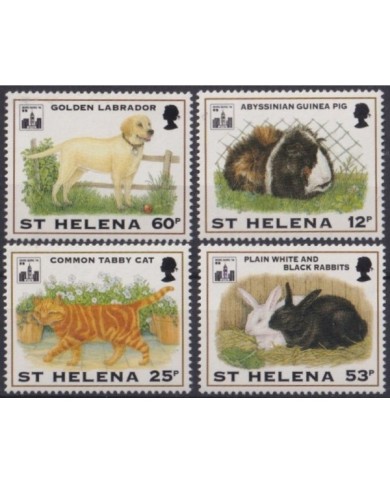 F-EX30756 ST HELENA MNH 1994 MNH DOMESTIC ANIMALS DOG TABBY CATS RABBIT PIG.