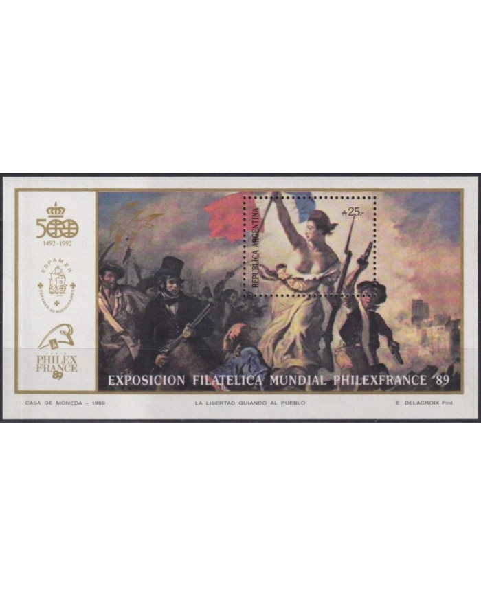 F-EX30827 ARGENTINA MNH 1989 PHILEXFRANCE ART EUGENE DELACROIX PAINTING. .