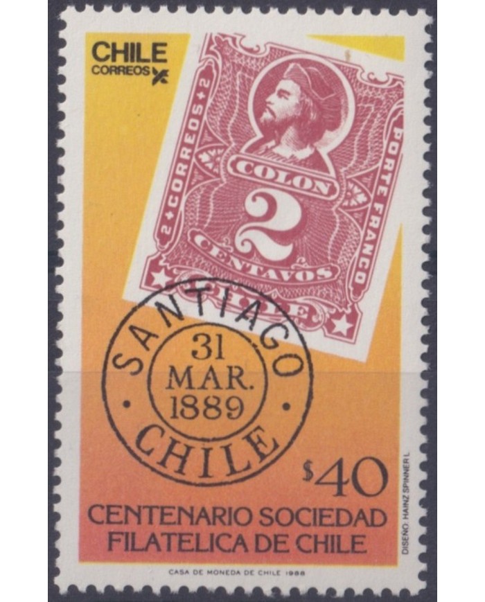 F-EX30843 CHILE MNH 1988 CENTENARIAL OF PHILATELIC SOCIETY.