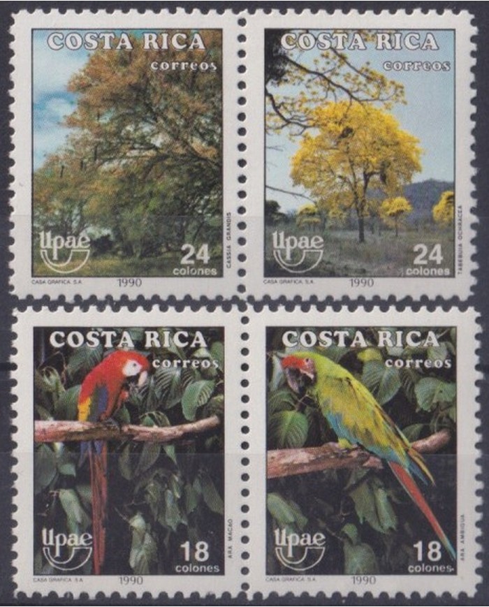 F-EX30849 COSTA RICA MNH 1990 AMERICA UPAEP FAUNA BIRD AVES PAJAROS PARROT.
