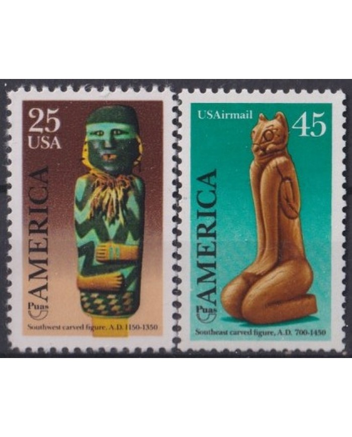 F-EX30873 US USA MNH 1989 AMERICA UPAEP INDIAN SCULTURE.