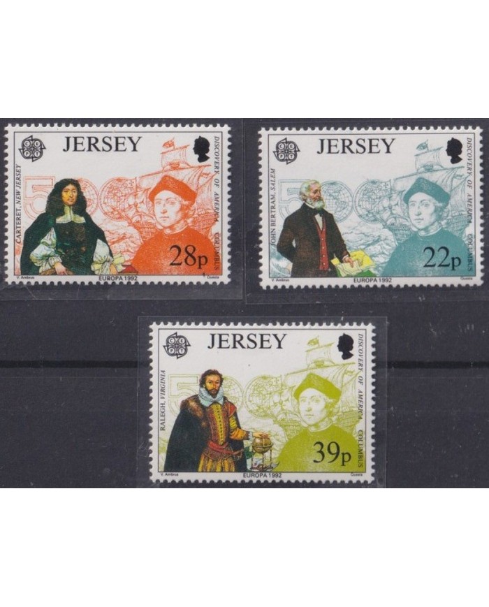 F-EX30895 JERSEY IS ENGLAND UK MNH 1992 DISCOVERY COLON COLUMBUS SHIP RALEGHT BELTRAND CARTERED.