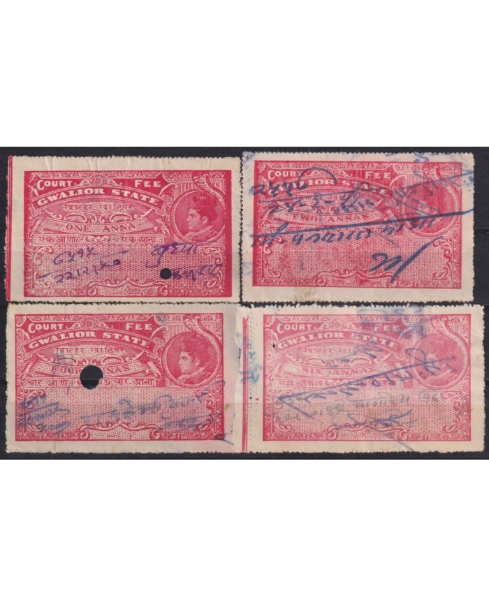 F-EX18411 INDIA FEUDATARY STATE REVENUE GWALIOR COURT FEE.