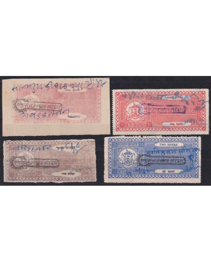 F-EX18443 INDIA FEUDATARY STATE REVENUE BUNDI RAJASTHAN SURCHARGE COURT FEE.