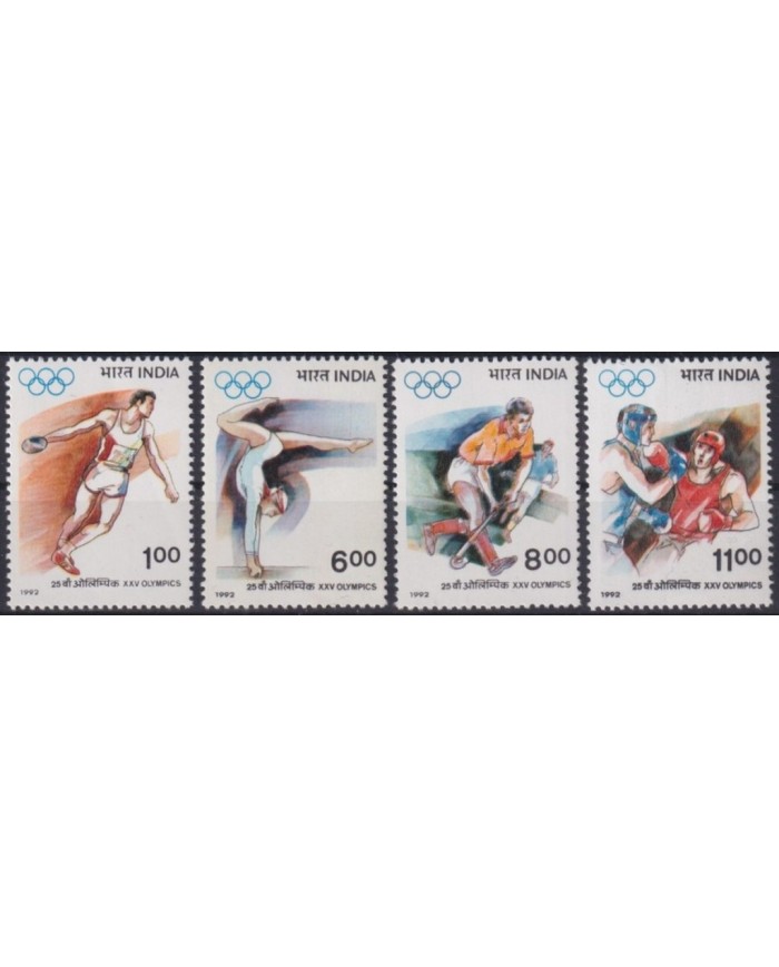F-EX31285 INDIA MNH 1992 OLYMPIC GAMES BARCELONA ARTISTIC GIMNASTIC ATHLETISM JOCKEY BOXING.
