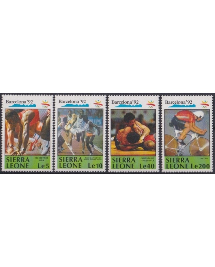 F-EX31312 SIERRA LEONE MNH 1992 OLYMPIC GAMES BARCELONA ATHLETISM CYCLING WRESTLING.