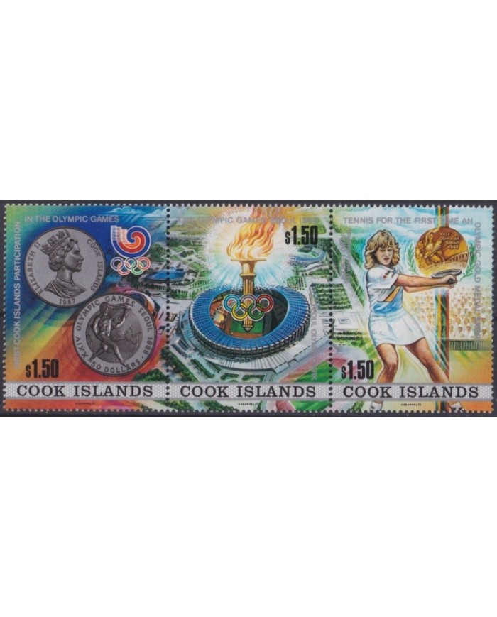 F-EX31323 COOK IS MNH 1988 OLYMPIC GAMES SEOUL TENNIS TRIP