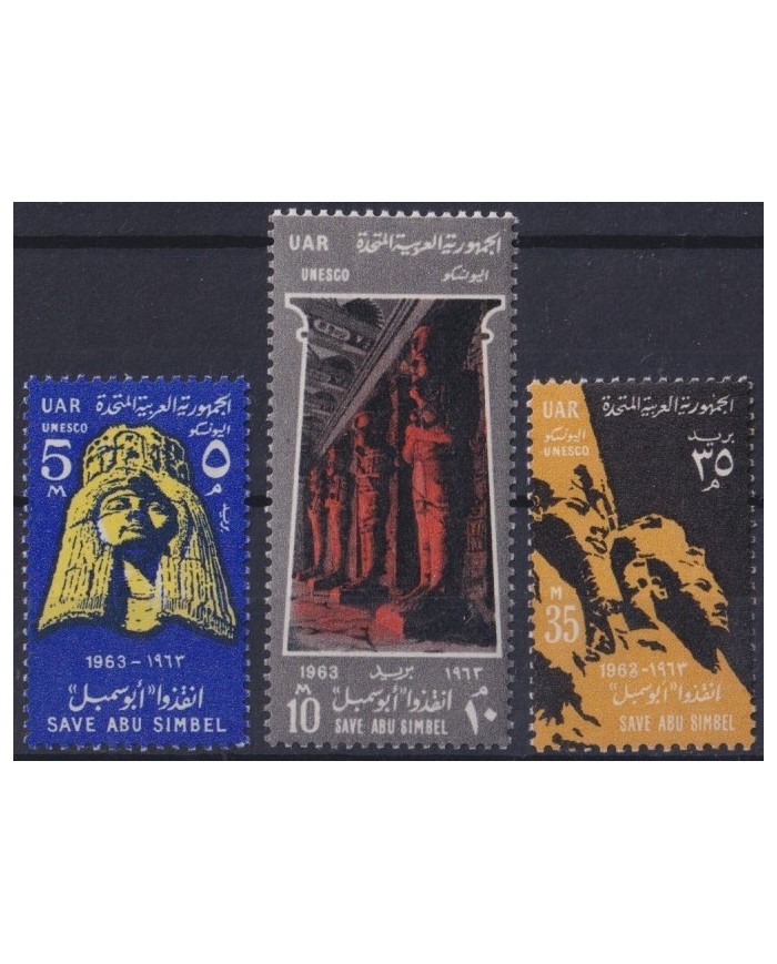 F-EX31693 EGYPT UAR MNH 1963 SAVING ABU SIMBEL MONUMENTS ARCHEOLOGY ANCIENT ART UNESCO.